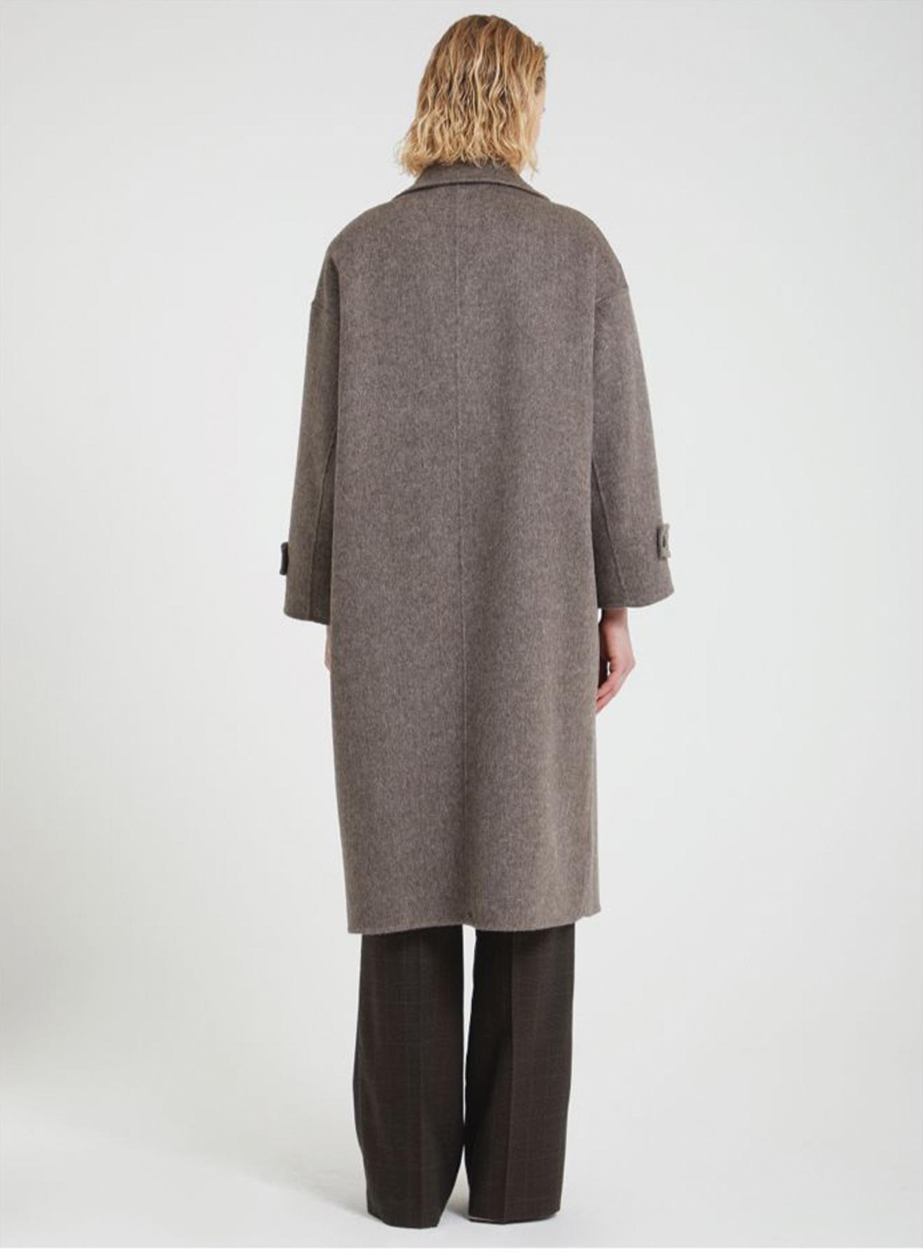 Taupe double breasted Coat Viclolo - 4