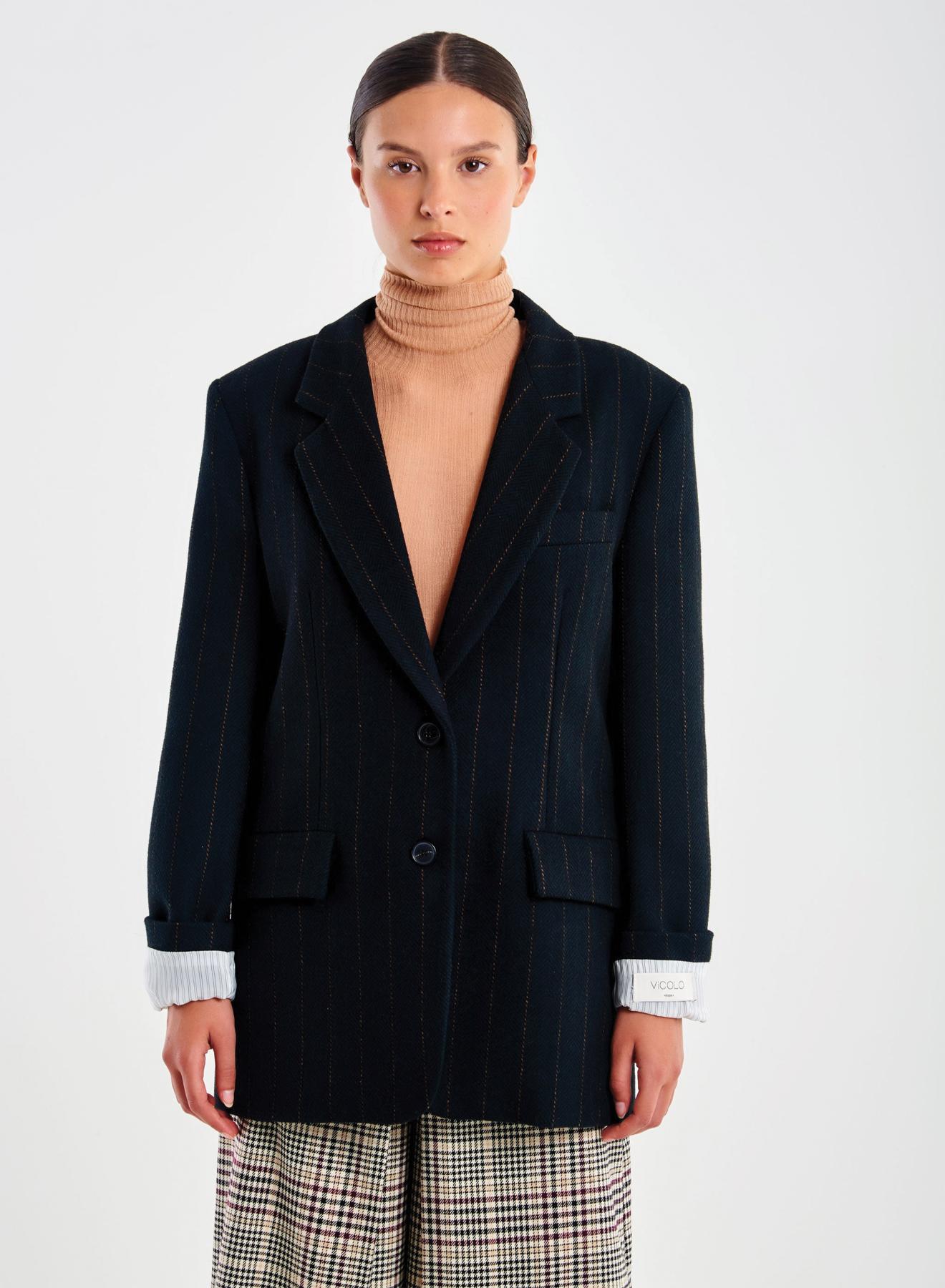 Dark Blue pinstriped Jacket with two buttons Vicolo - 1