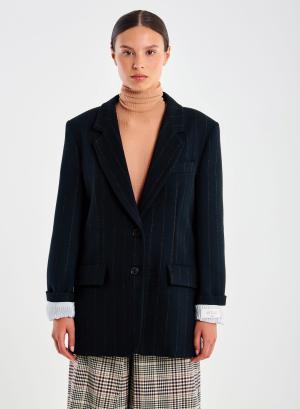 Dark Blue pinstriped Jacket with two buttons Vicolo - 48880