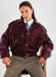 Μπορντώ Μπουφάν bomber από οικολογικό δέρμα με γιακά,  με μεγάλες τσέπες και με λάστιχο στη μέση Vicolo - 1