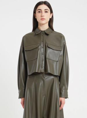 Σοκολά Jacket με κουμπιά και γιακά πουκαμίσου από οικολογικό δέρμα Vicolo - 49508