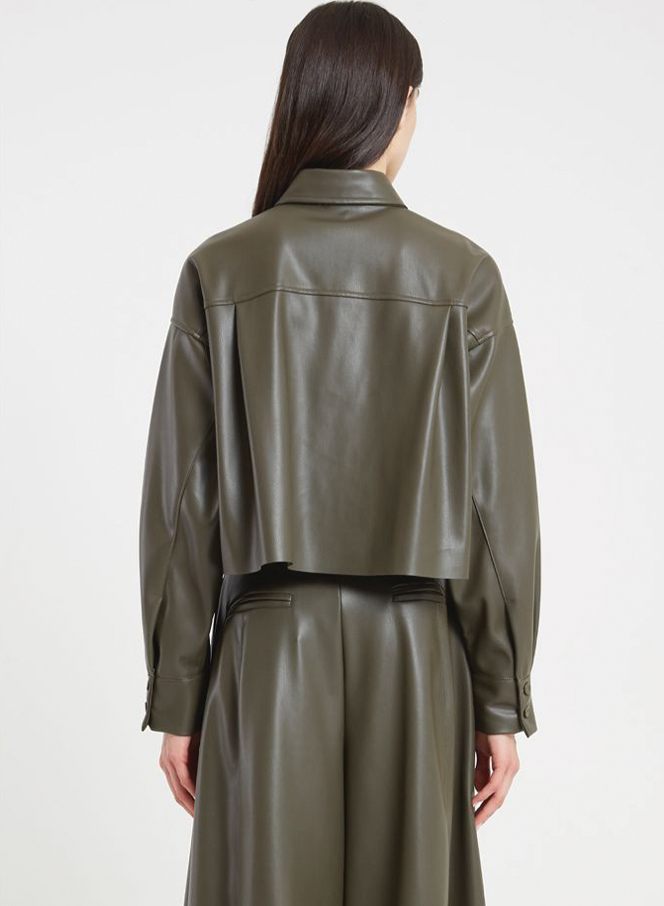 Σοκολά Jacket με κουμπιά και γιακά πουκαμίσου από οικολογικό δέρμα Vicolo - 2