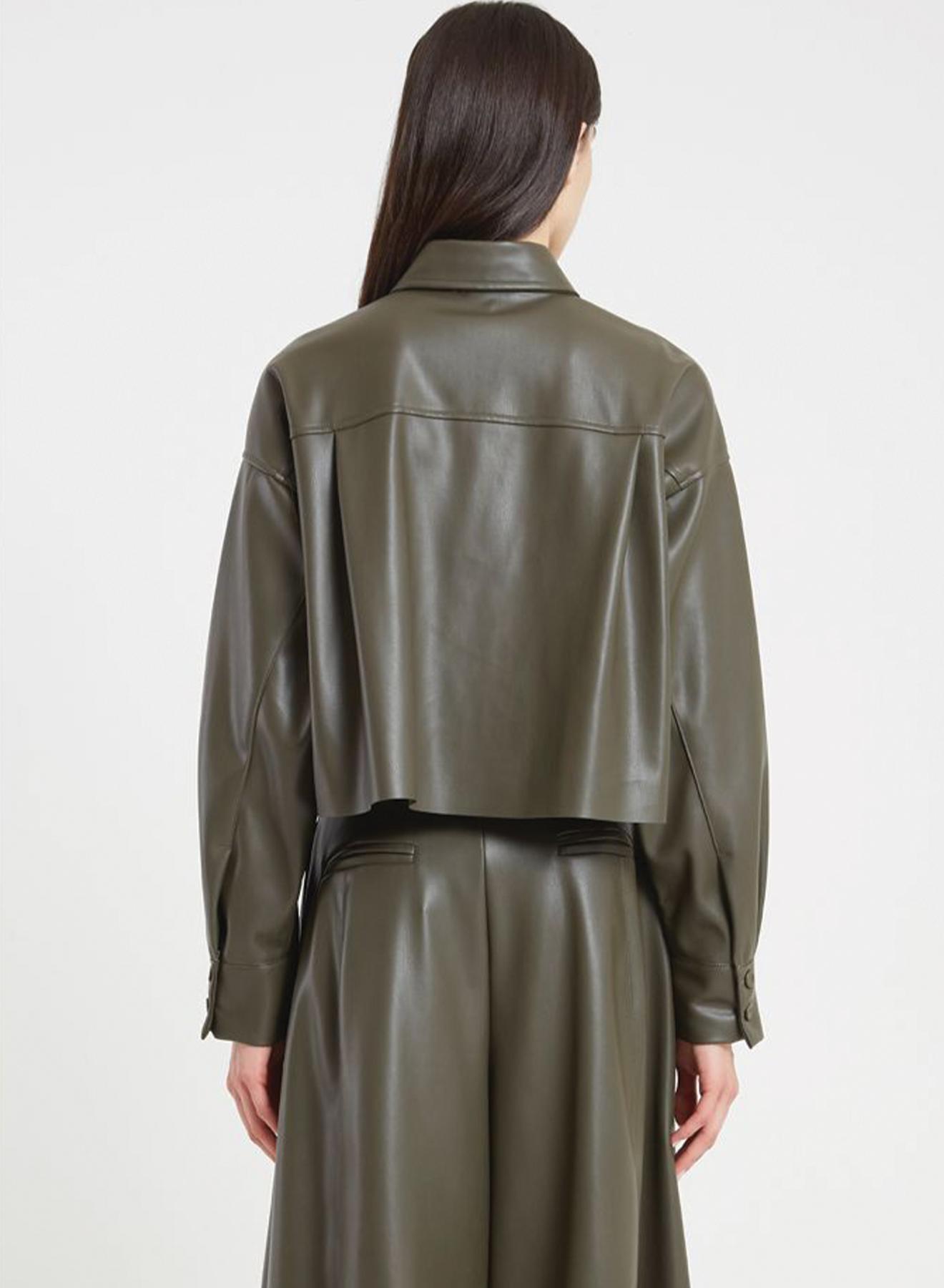 Σοκολά Jacket με κουμπιά και γιακά πουκαμίσου από οικολογικό δέρμα Vicolo - 3
