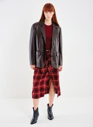 Brown real Leather Jacket with two buttons and front pockets Vicolo - 48848