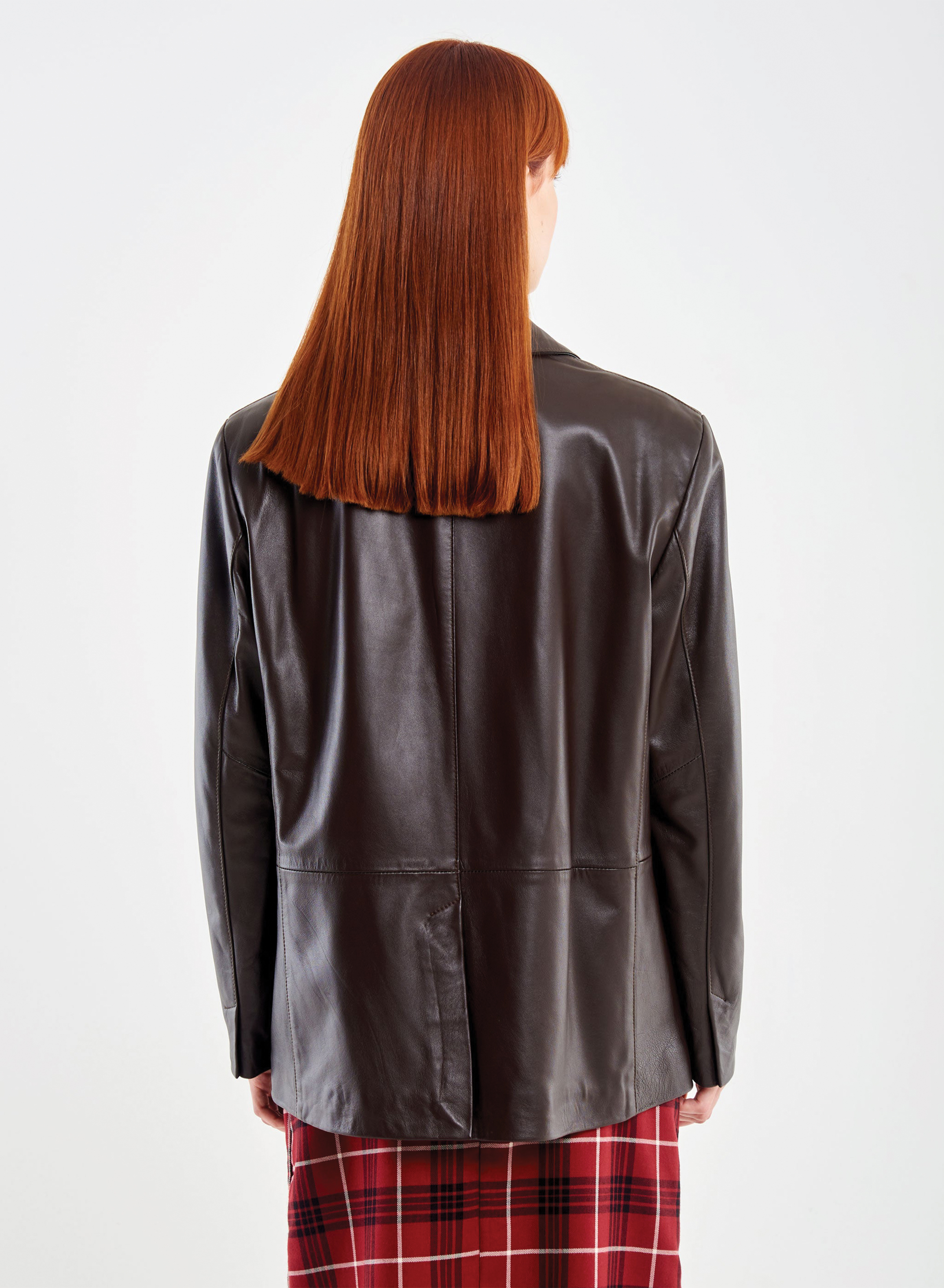 Brown real Leather Jacket with two buttons and front pockets Vicolo - 2