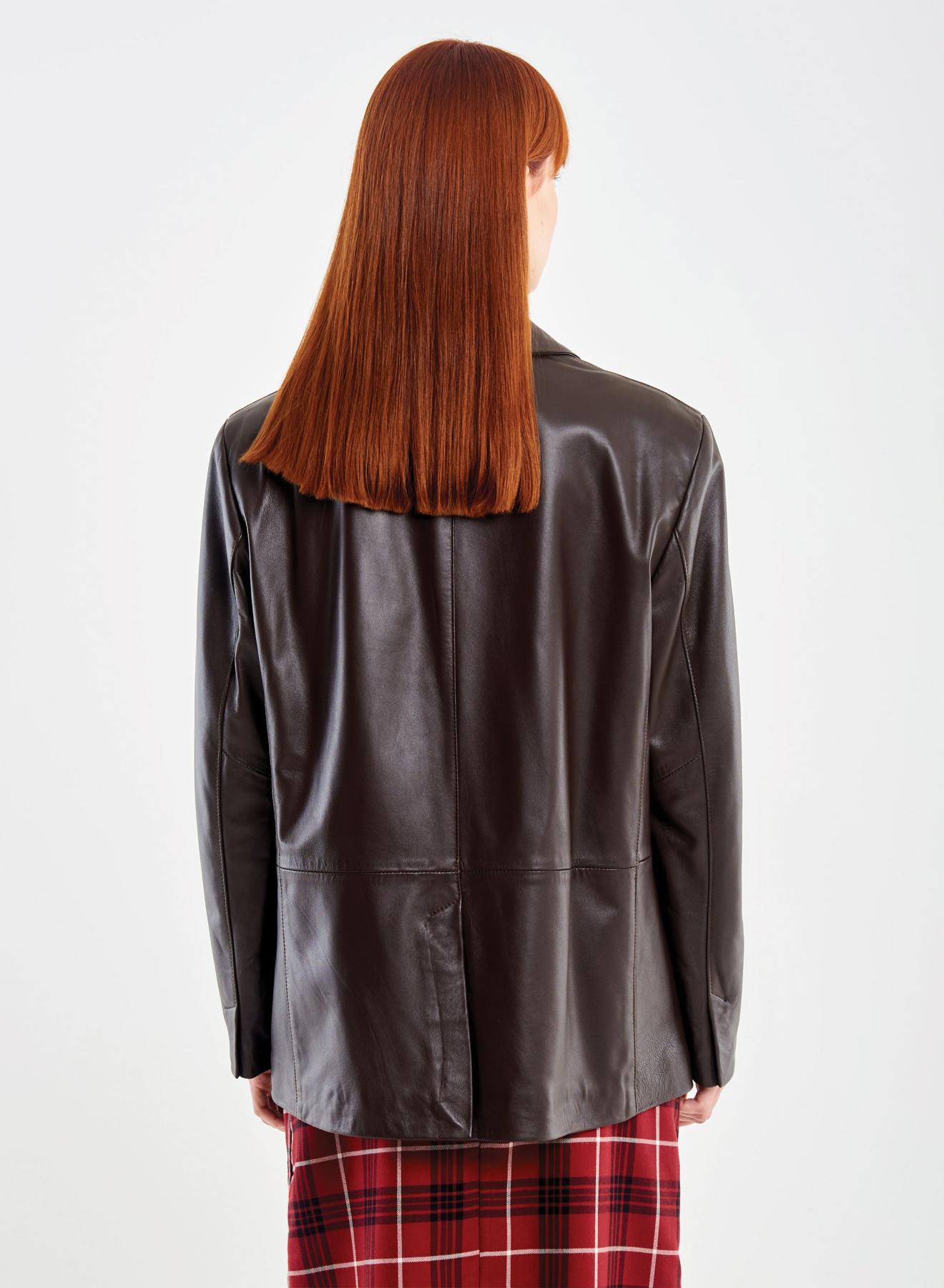 Brown real Leather Jacket with two buttons and front pockets Vicolo - 3
