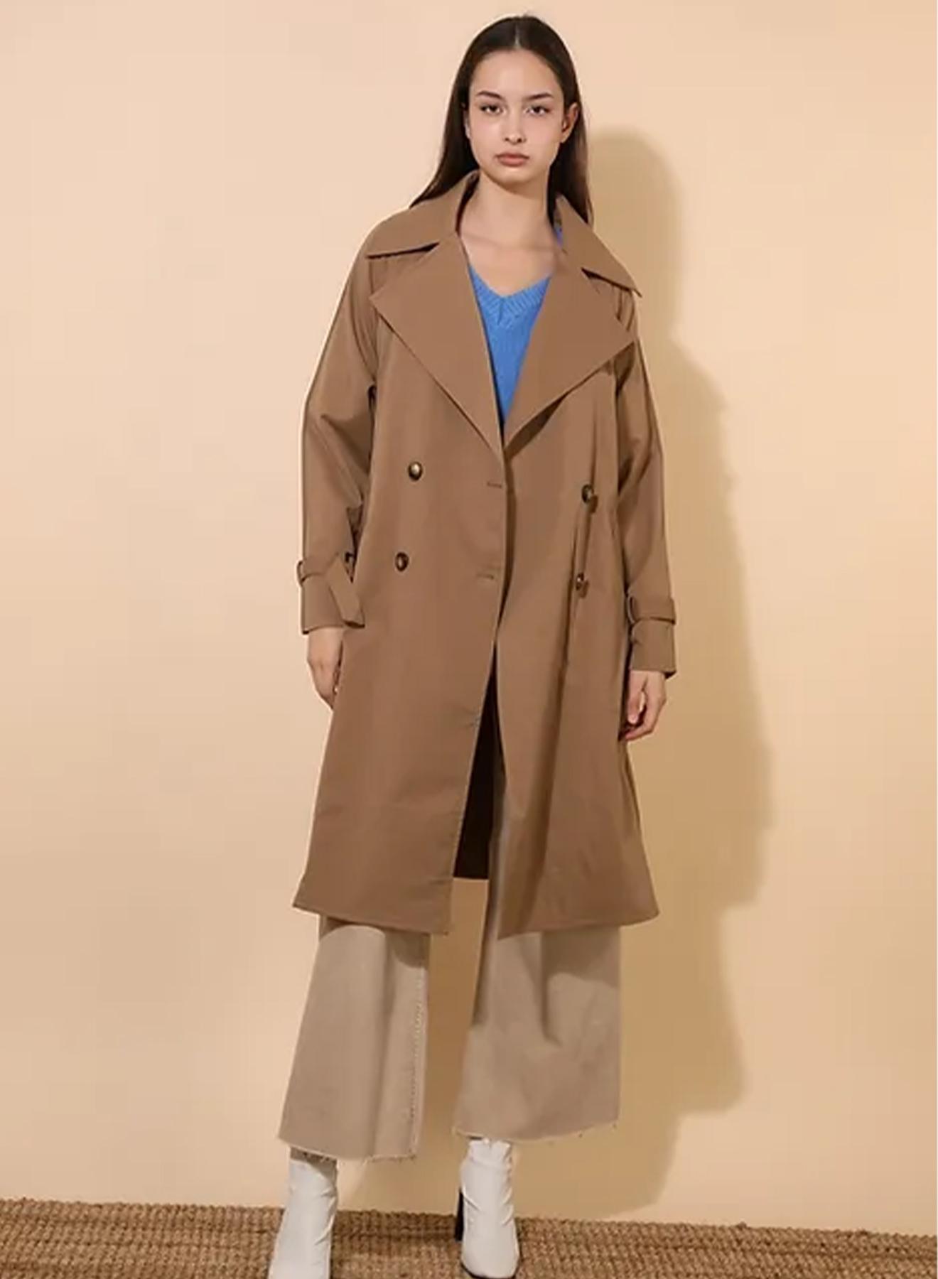 Double-breasted trench coat with belt - 3
