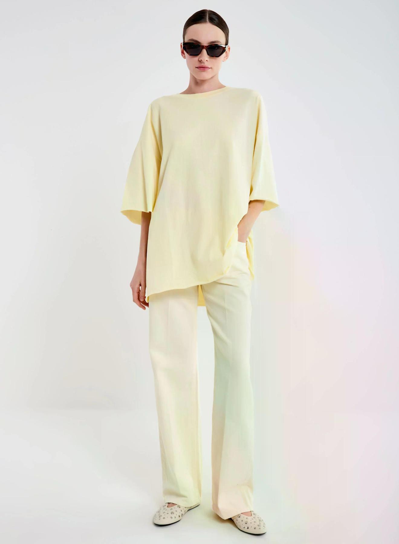 Κίτρινο Παλ βαμβακερό oversized T-Shirt Vicolo - 3