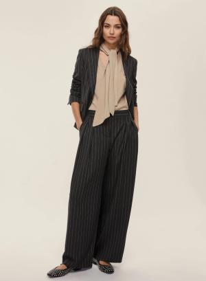 Grey wide legs striped Trousers with pleats Emme Marella - 48227