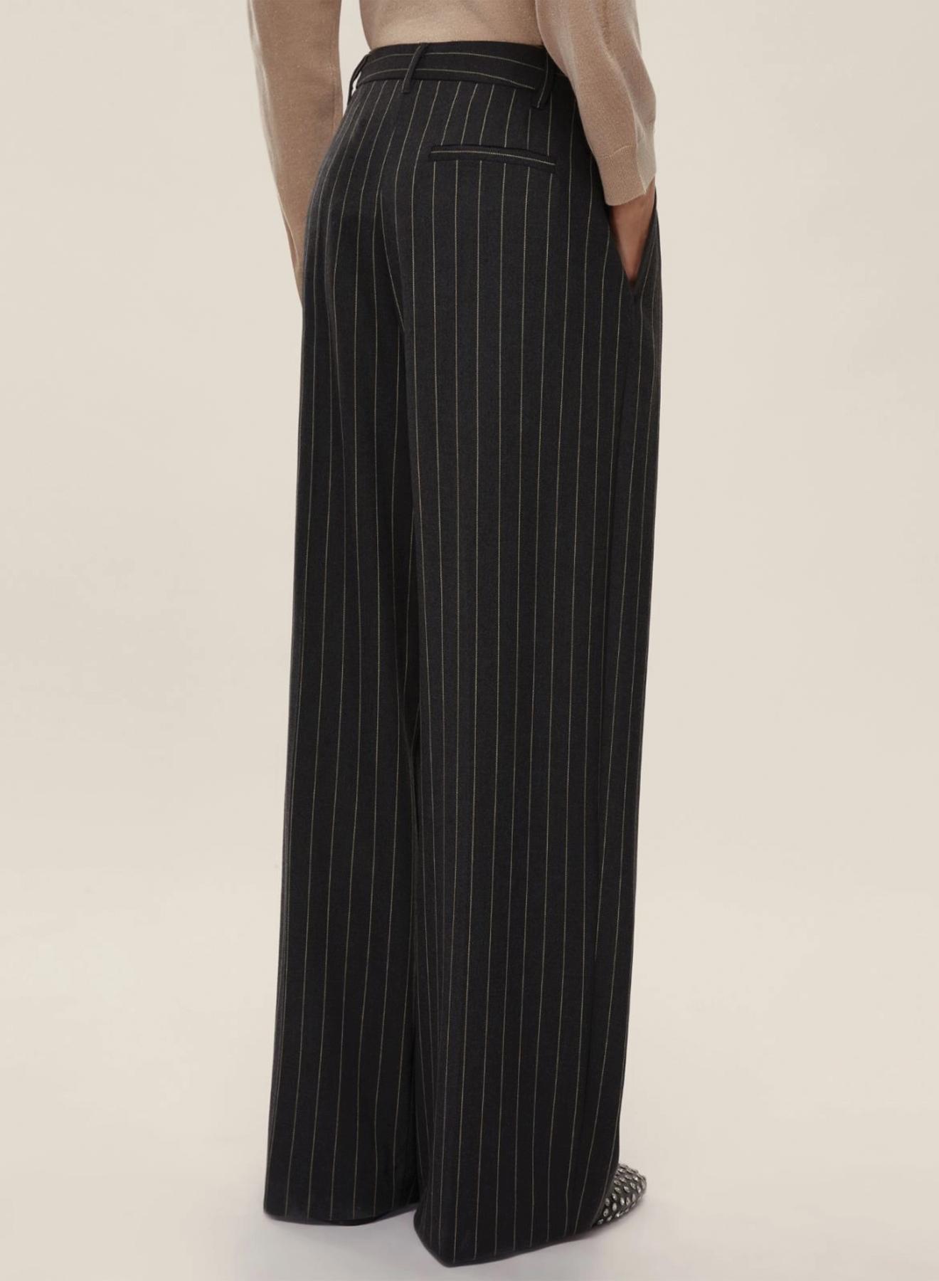 Grey wide legs striped Trousers with pleats Emme Marella - 2