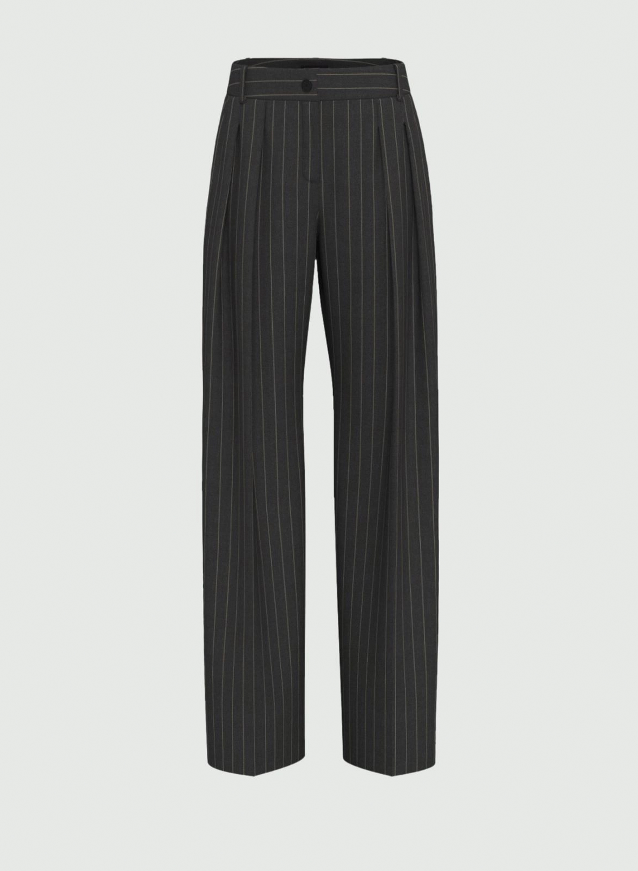 Grey wide legs striped Trousers with pleats Emme Marella - 4