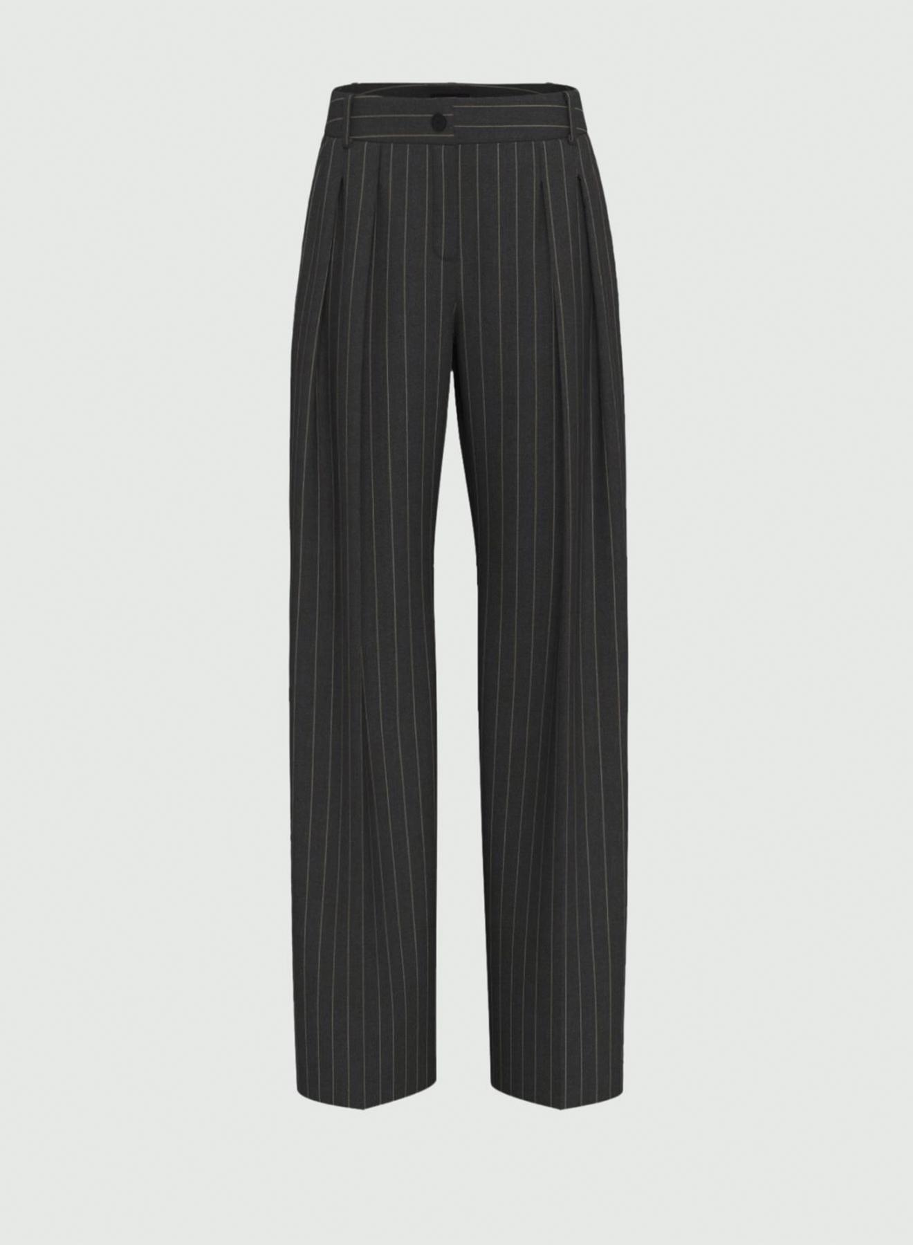 Grey wide legs striped Trousers with pleats Emme Marella - 5