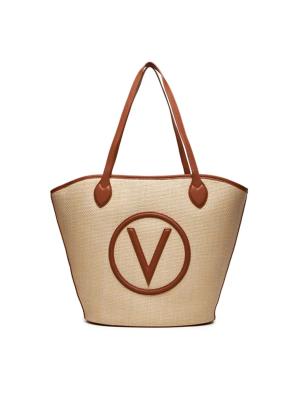 Natural-Ταμπά Τσάντα ώμου, ψάθα με οικολογικό δέρμα Valentino Bags - 32367
