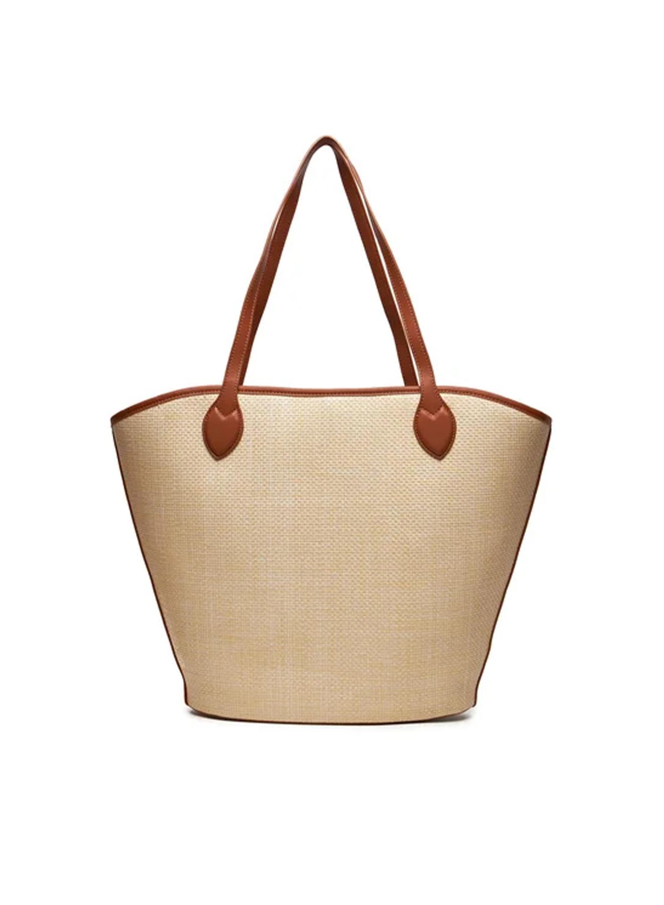 Natural-Taba shoulder straw Bag with eco leather Valentino Bags - 3