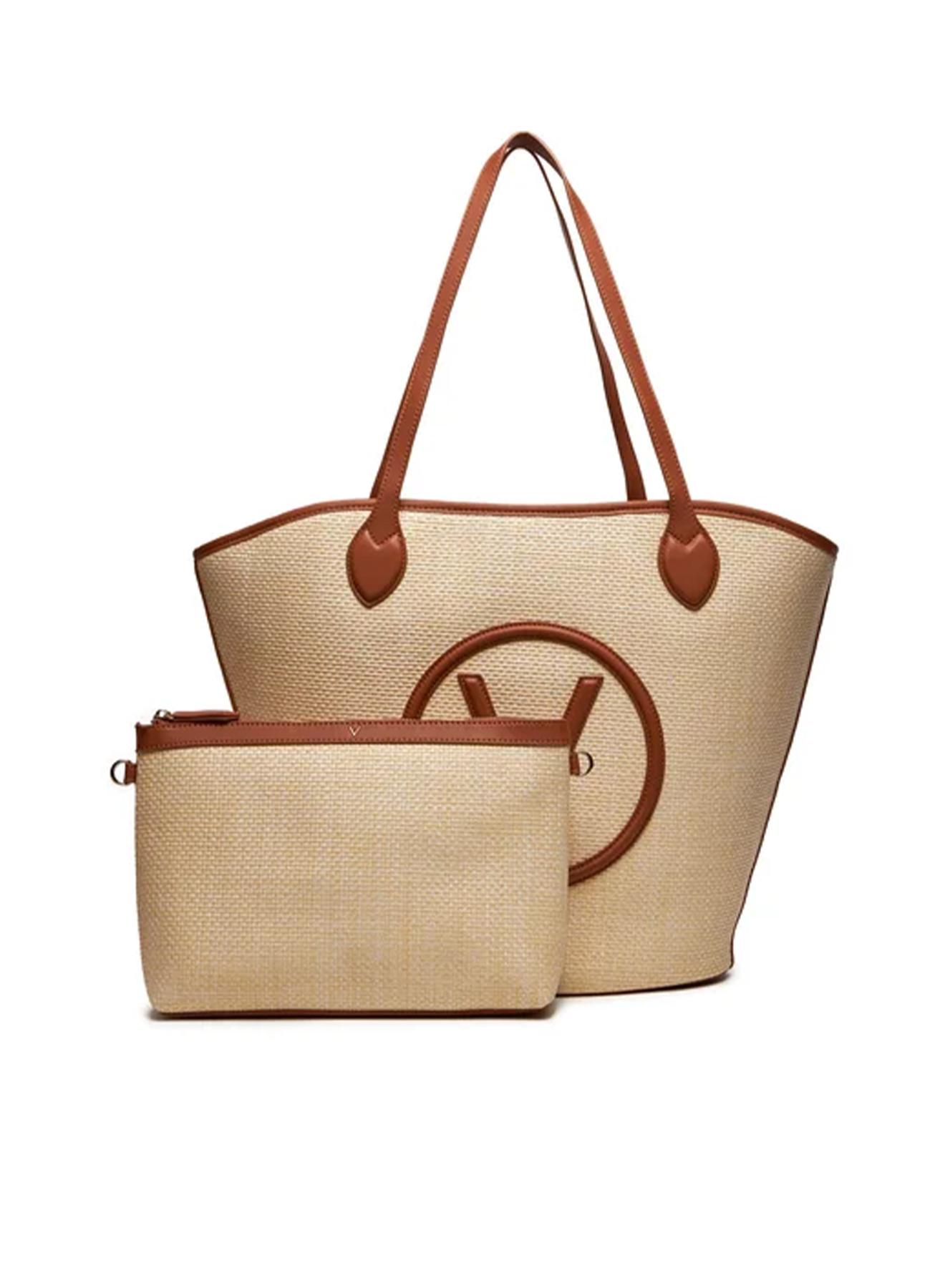 Natural-Taba shoulder straw Bag with eco leather Valentino Bags - 5