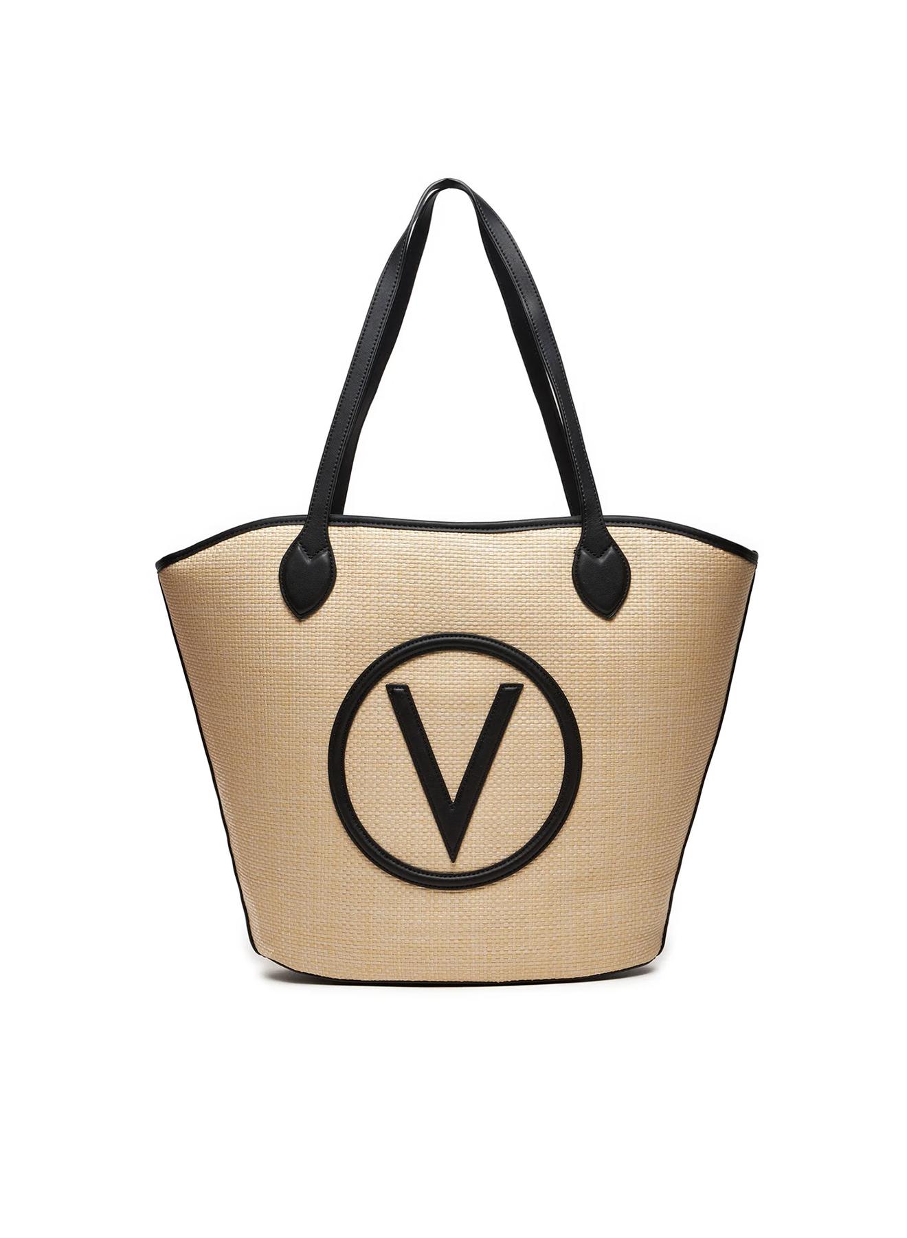 Natural-Black shoulder straw Bag with eco leather Valentino Bags - 1