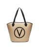 Natural-Black shoulder straw Bag with eco leather Valentino Bags - 0