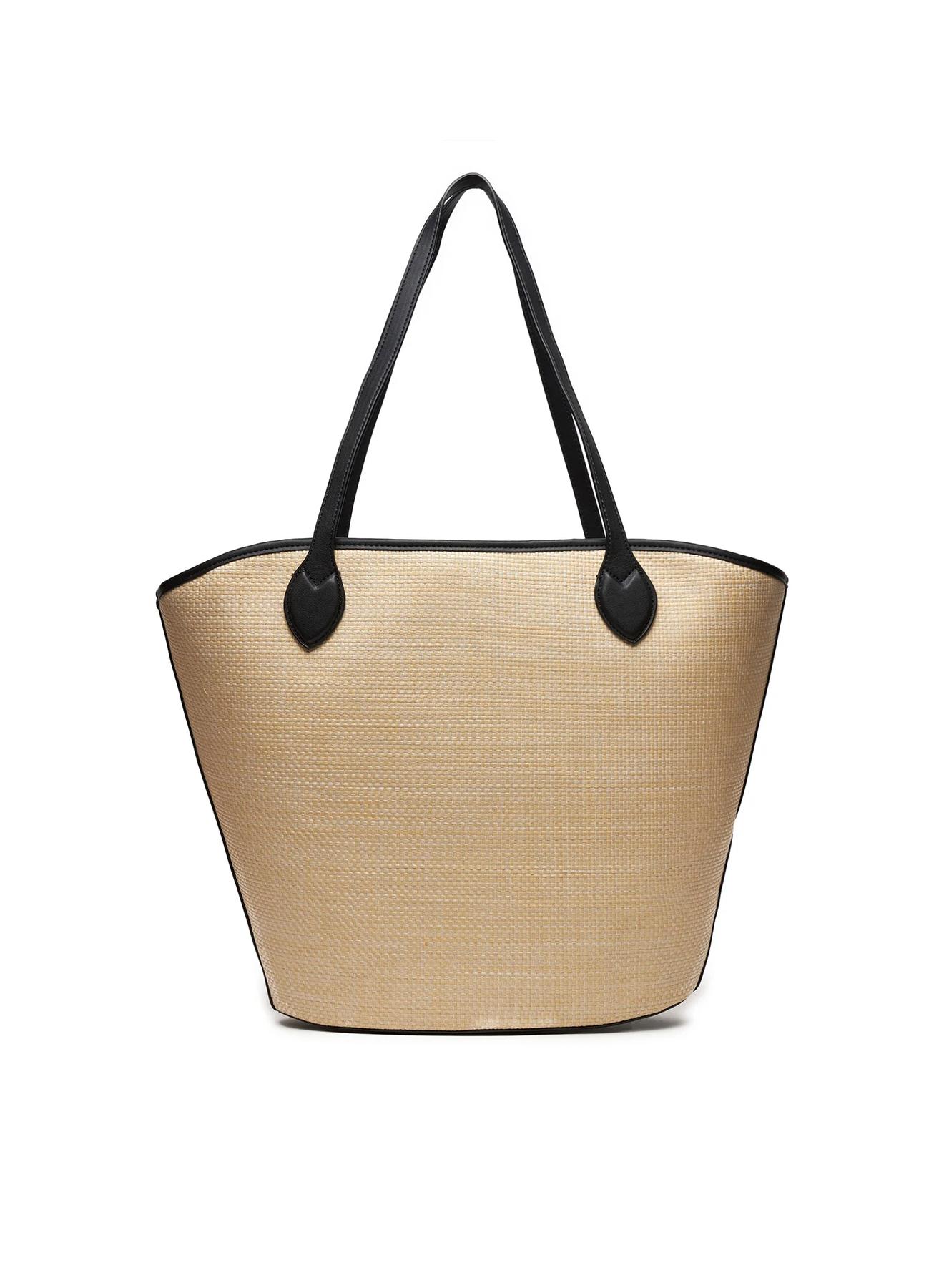 Natural-Black shoulder straw Bag with eco leather Valentino Bags - 3