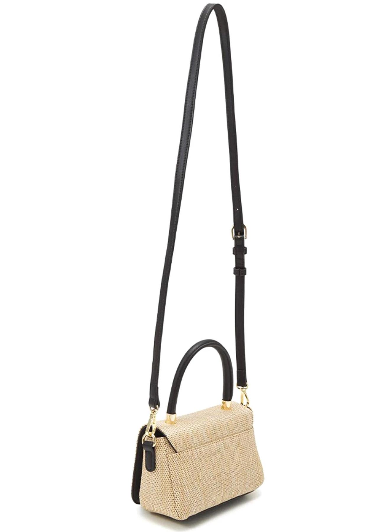 Natural-Black hand-shoulder-crossbody straw Bag with eco leather Valentino Bags - 2