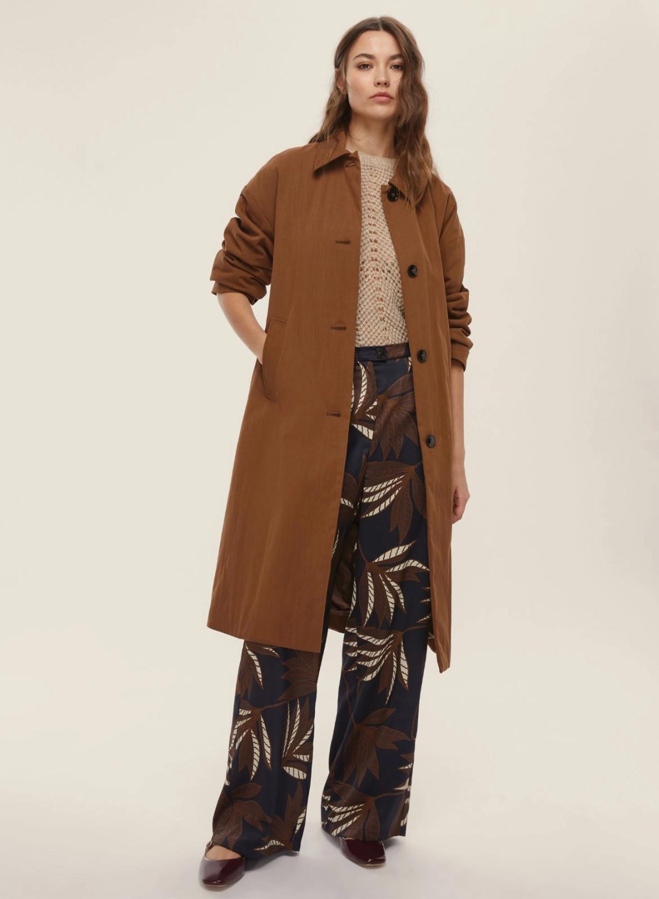 Navy Blue twill printed Trousers with rear elasticated waistband Emme Marella - 1