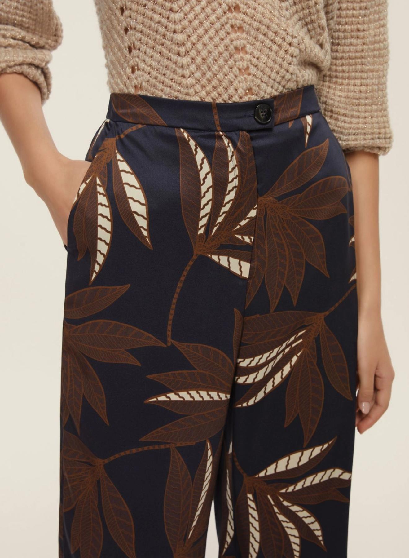 Navy Blue twill printed Trousers with rear elasticated waistband Emme Marella - 4