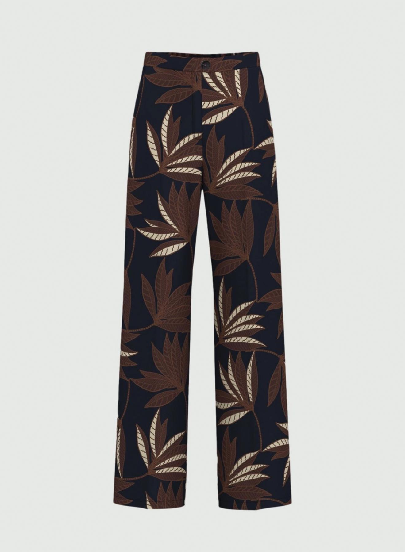 Navy Blue twill printed Trousers with rear elasticated waistband Emme Marella - 5