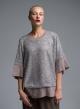 Taupe πλεκτή oversized Μπλούζα με παγιέτες και με τρία τέταρτα μανίκια Beauty Women - 0