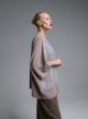 Taupe πλεκτή oversized Μπλούζα με παγιέτες και με τρία τέταρτα μανίκια Beauty Women - 3