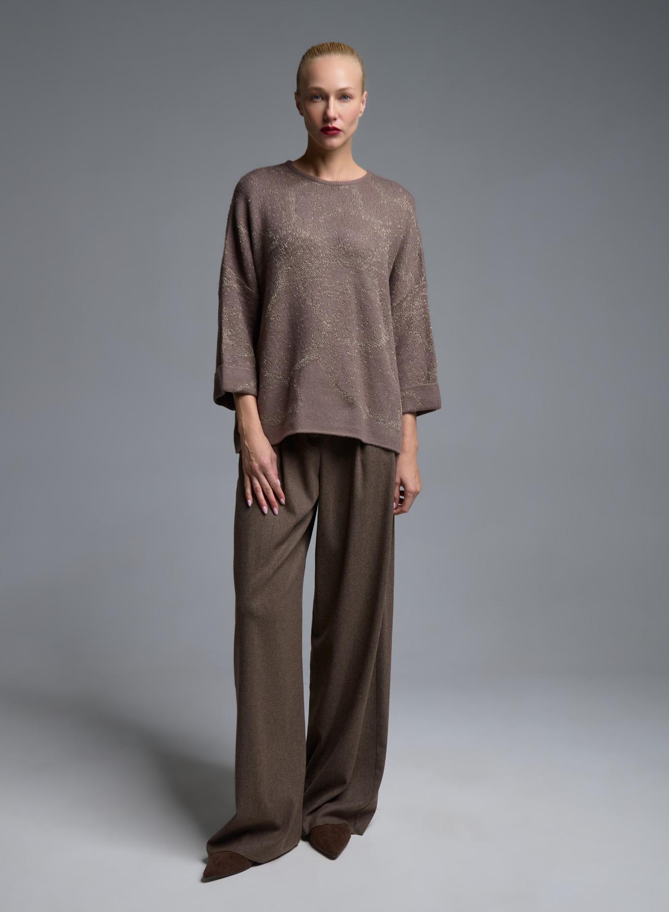Taupe wide legs Trousers with pleats Emme Marella - 3