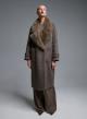 Taupe double breasted Coat with detachable eco fur lapel Vicolo - 0