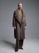 Taupe double breasted Coat with detachable eco fur lapel Vicolo-5