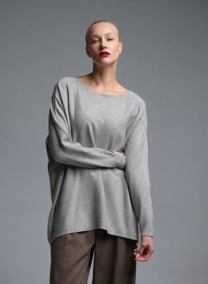 Taupe oversized πλεκτή Μπλούζα με διακοσμητικά κουμπιά στη πλάτη Beauty Women - 68194