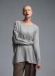 Taupe oversized πλεκτή Μπλούζα με διακοσμητικά κουμπιά στη πλάτη Beauty Women - 0