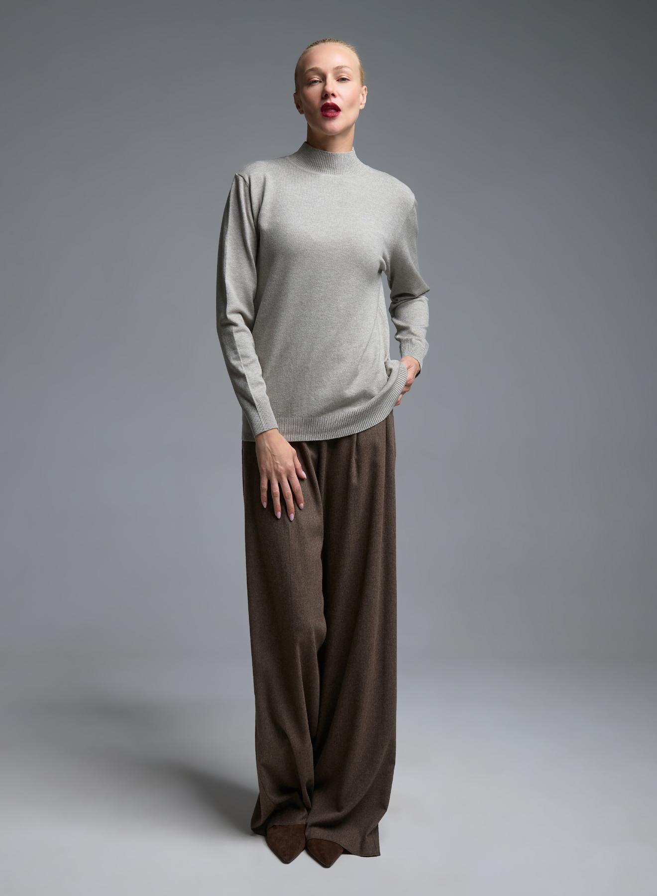 Taupe πλεκτή Μπλούζα ζιβάγκο Beauty Woman - 2