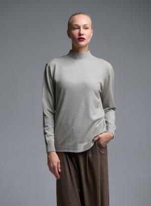 Taupe πλεκτή Μπλούζα ζιβάγκο Beauty Woman - 68186