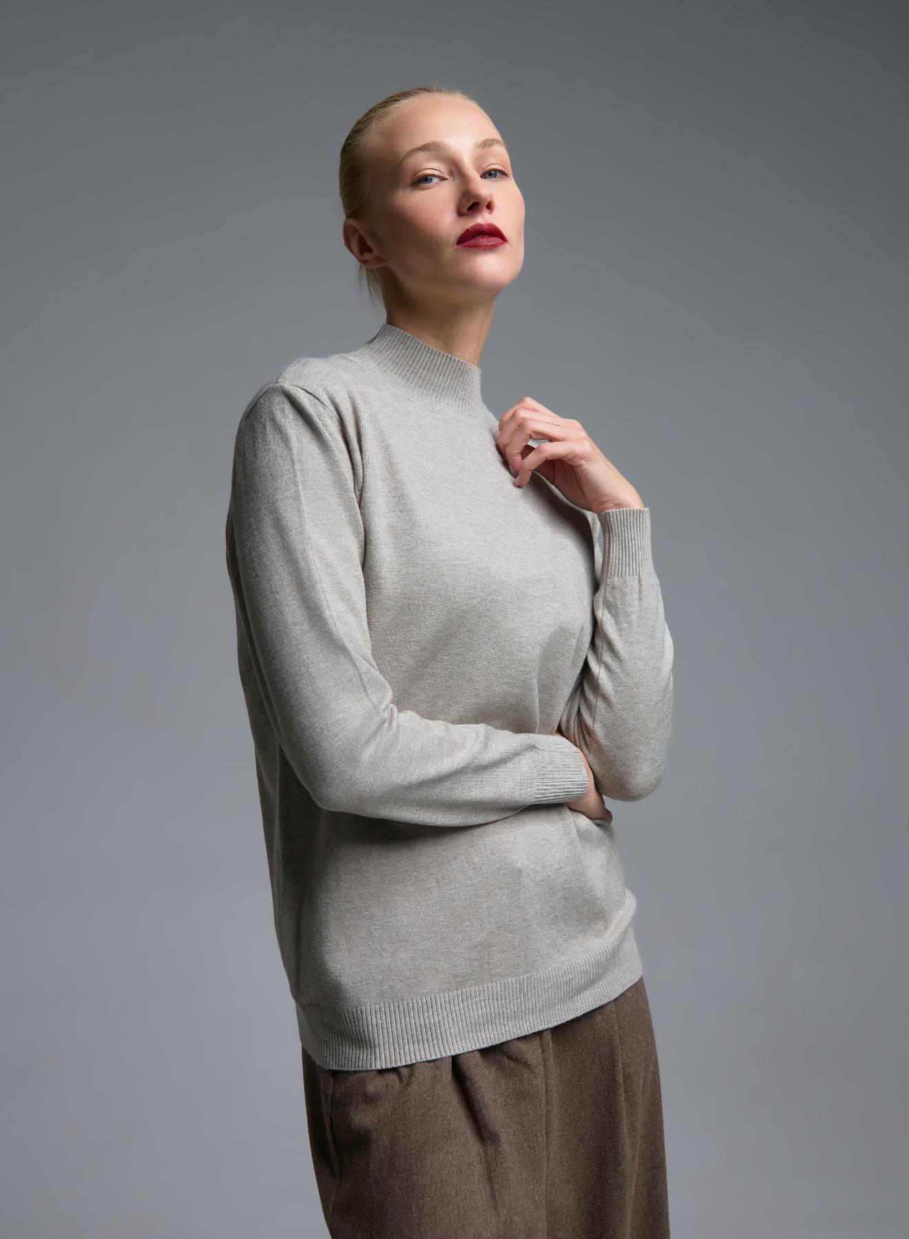 Taupe πλεκτή Μπλούζα ζιβάγκο Beauty Woman - 3