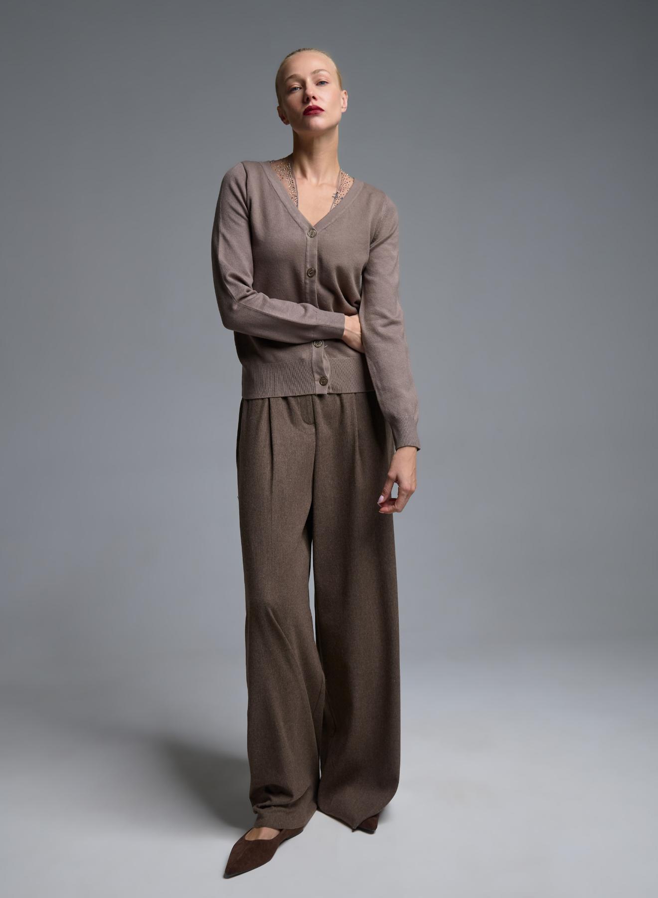 Taupe wide legs Trousers with pleats Emme Marella - 2
