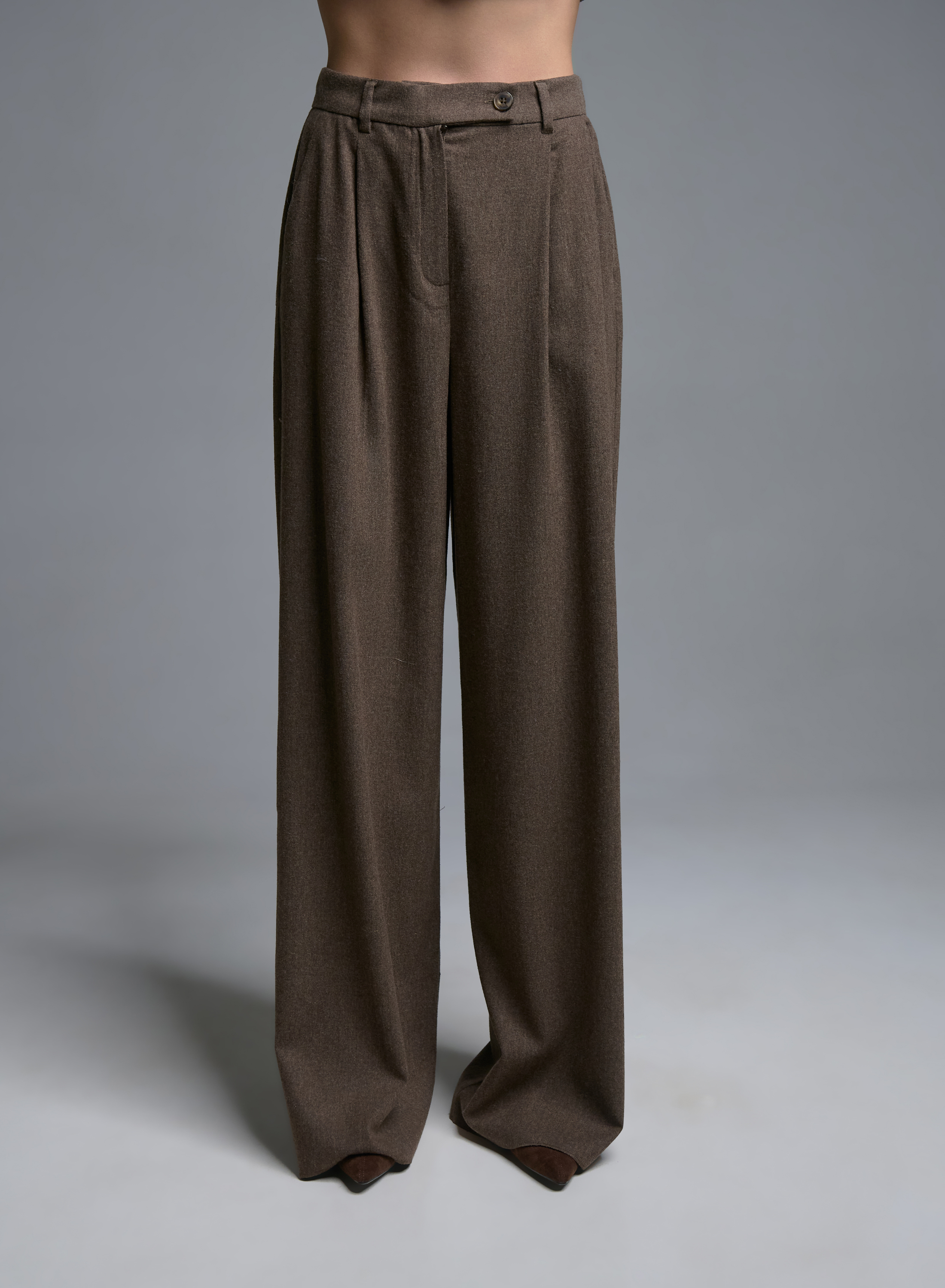 Taupe wide legs Trousers with pleats Emme Marella - 3
