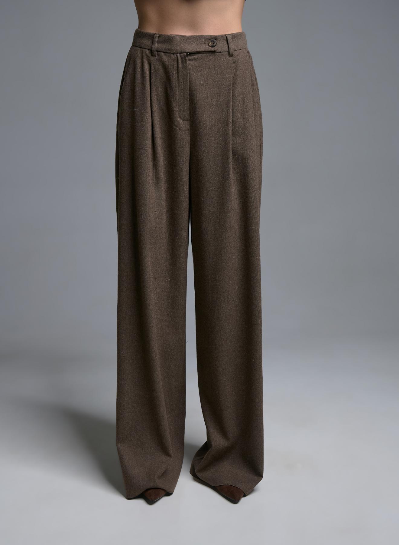 Taupe wide legs Trousers with pleats Emme Marella - 4