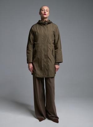 Taupe water proof hooded Parka with internal waist drawstring Emme Marella - 68226