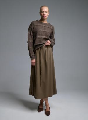 Taupe Φούστα με λάστιχο και κορδόνι στη μέση Emme Marella - 68244