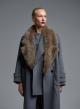 Grey double breasted Coat with detachable eco fur lapel Vicolo - 4