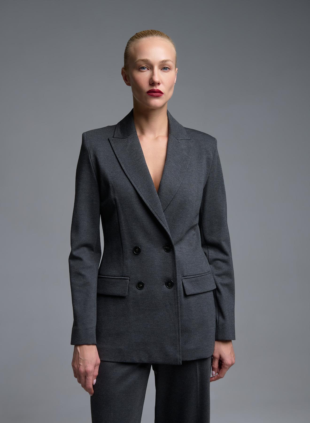Grey stretch double breasted Jacket Emme Marella - 1