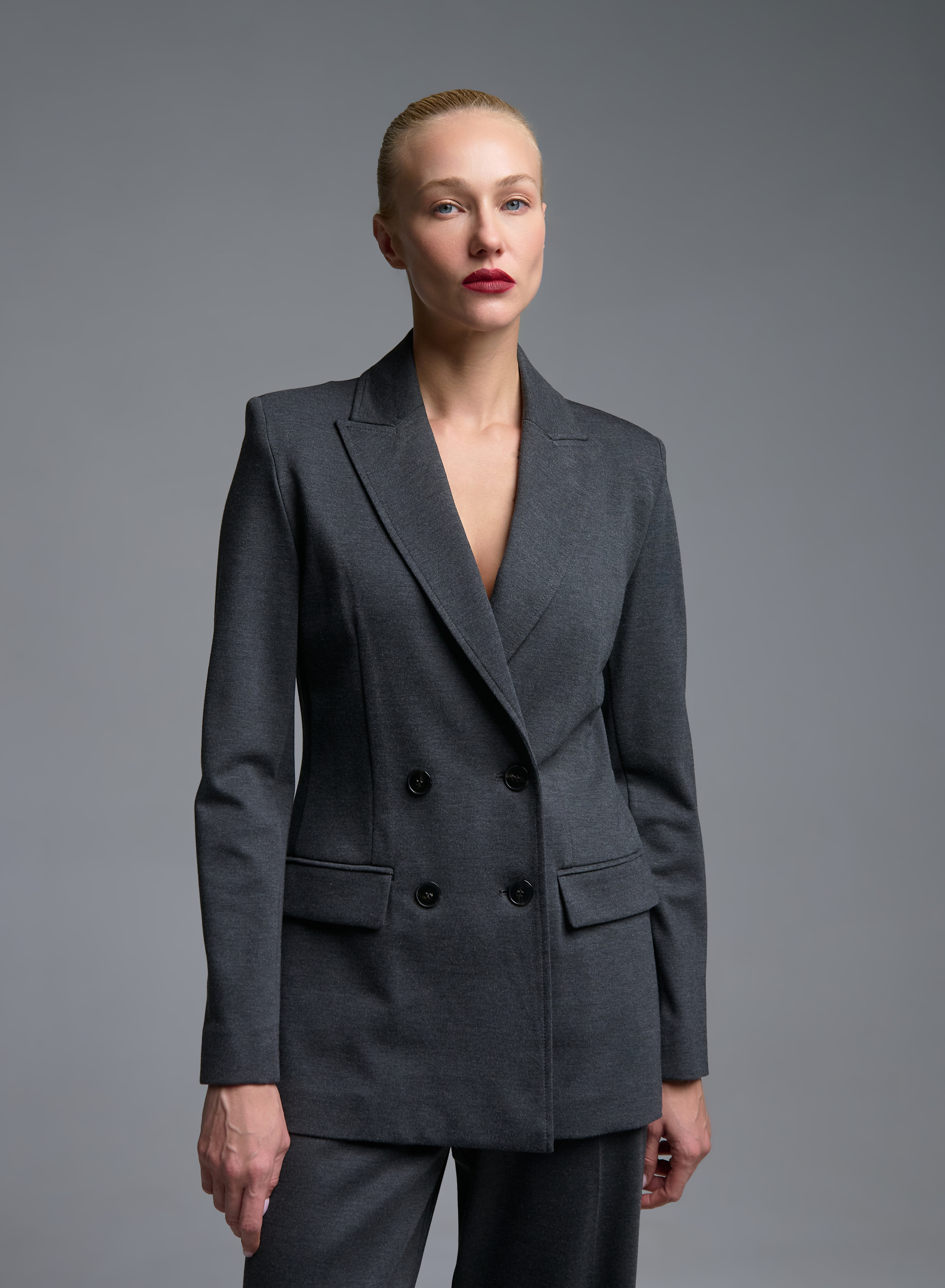 Grey stretch double breasted Jacket Emme Marella - 3