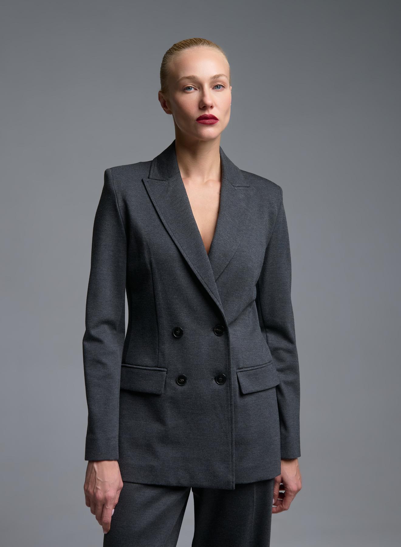 Grey stretch double breasted Jacket Emme Marella - 4