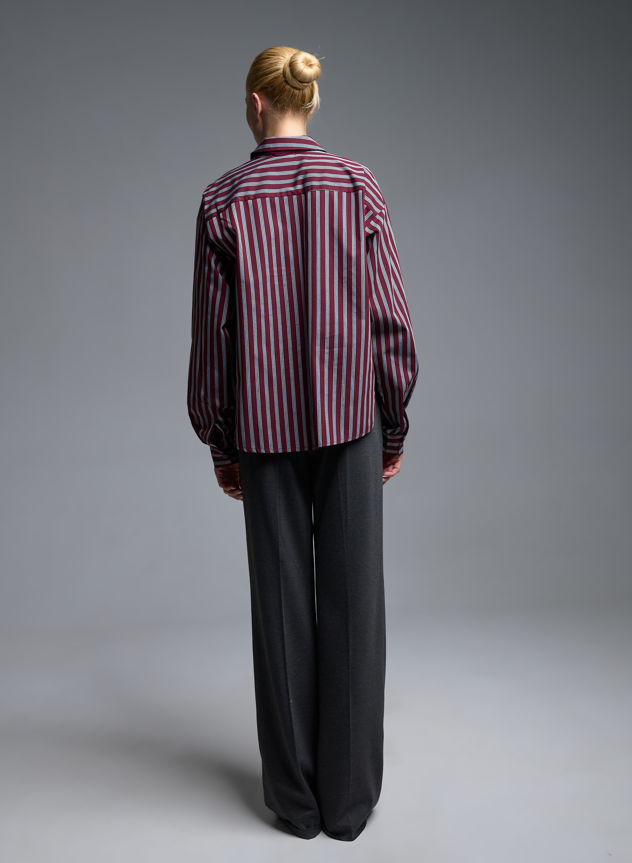Grey-Bordeaux striped Shirt with sequins Tensione In - 3