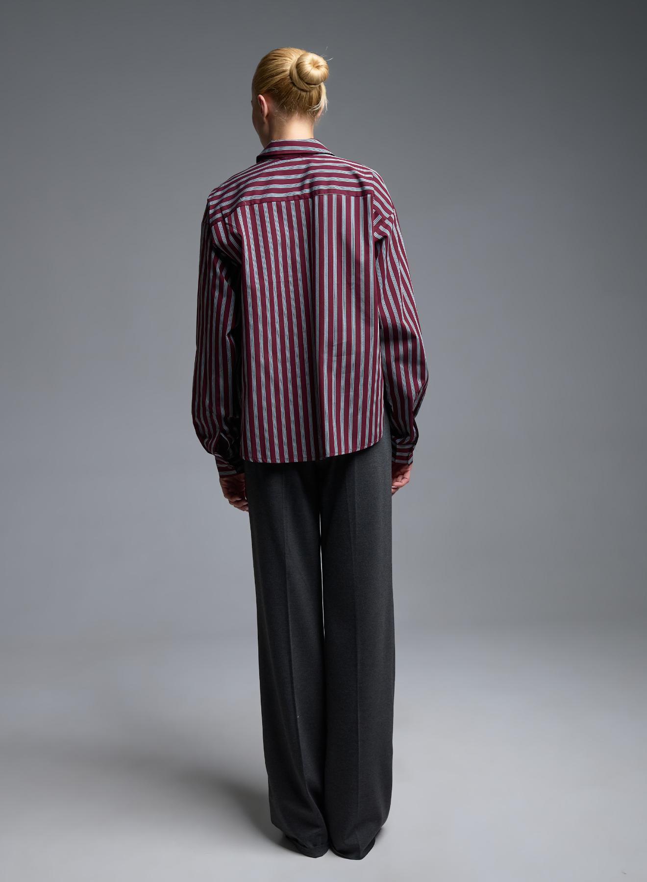 Grey-Bordeaux striped Shirt with sequins Tensione In - 4