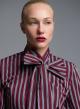 Grey-Bordeaux striped Shirt with a tie collar Tensione In - 2
