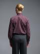 Grey-Bordeaux striped Shirt with a tie collar Tensione In - 4