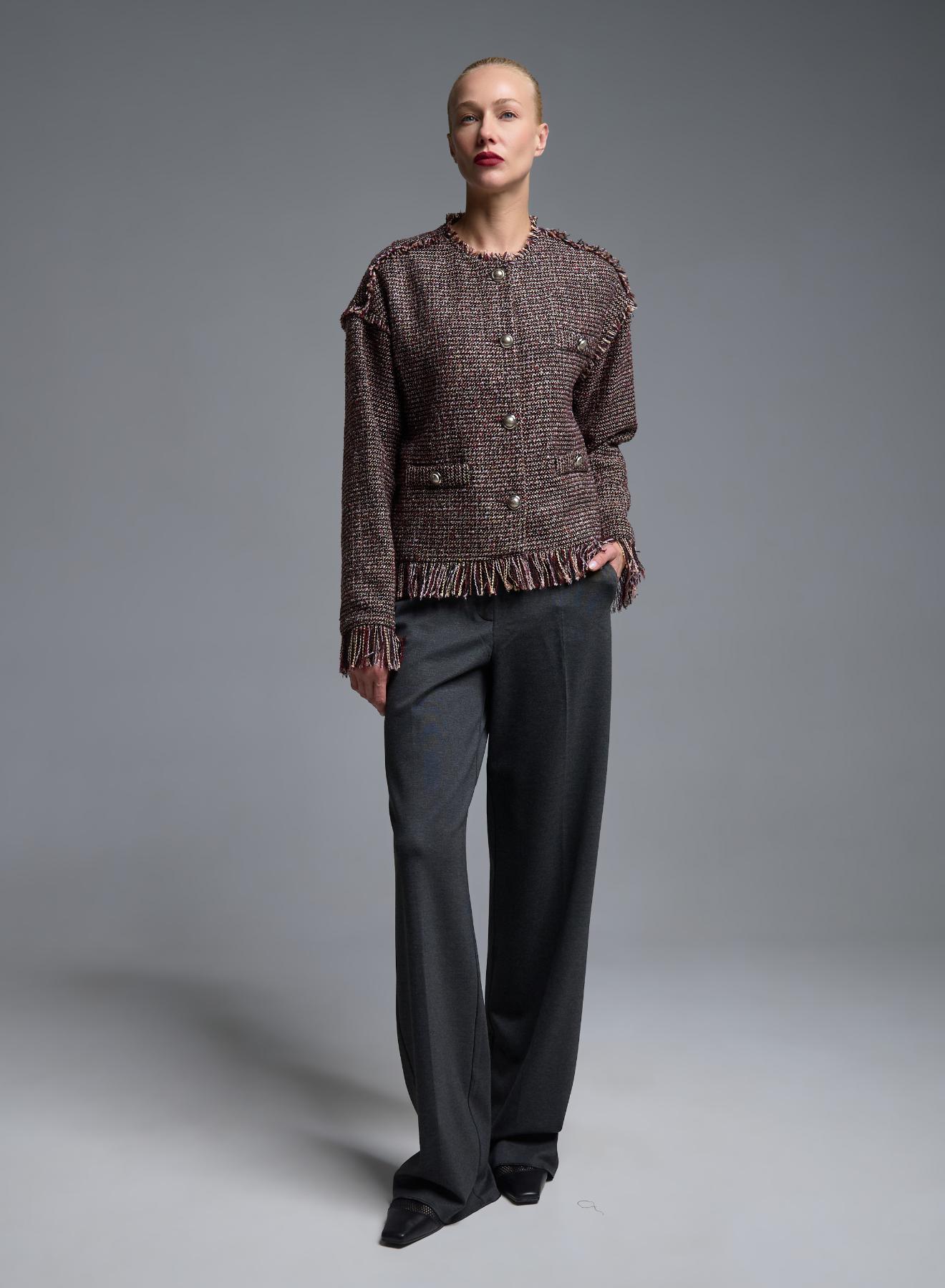 Bordeaux Jacket with fringes and decorative buttons Imperial - 3